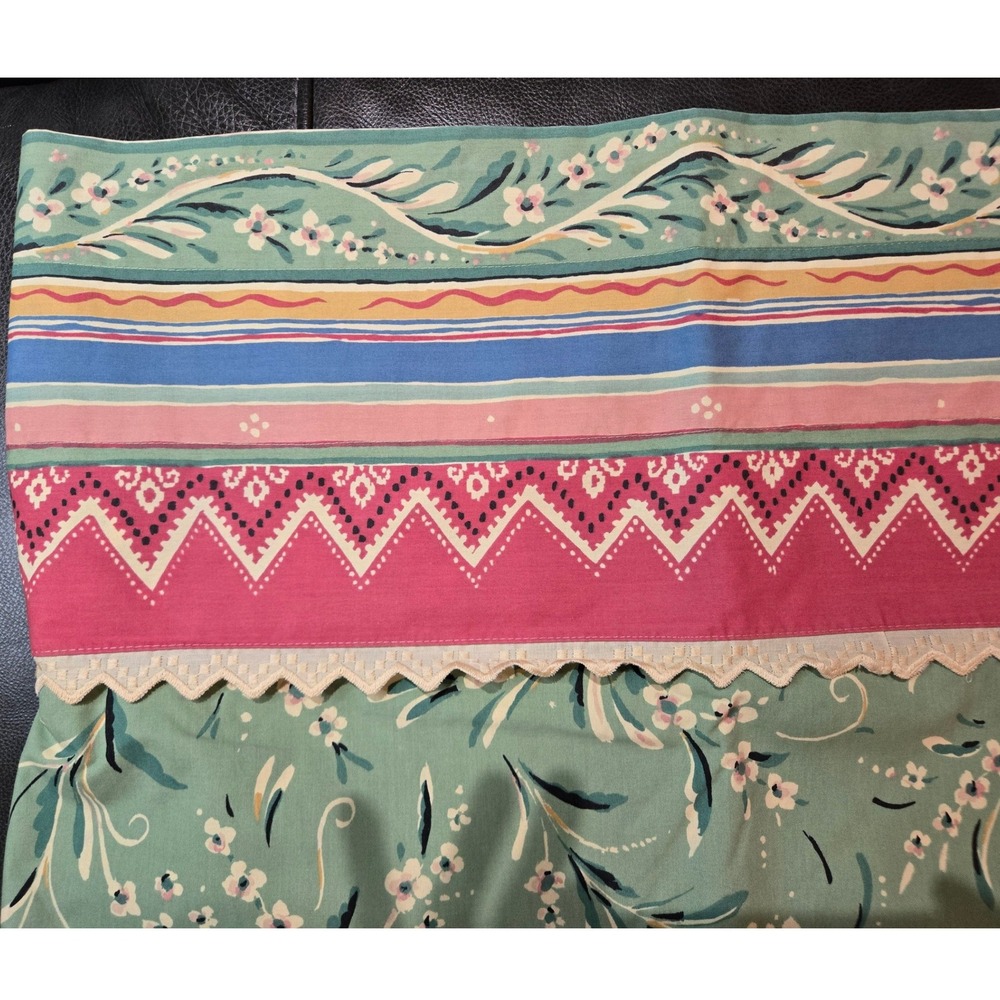 Unbranded Floral‎ Valance Green Pink Vintage Cottagecore 26x18 Good - Picture 4 of 12